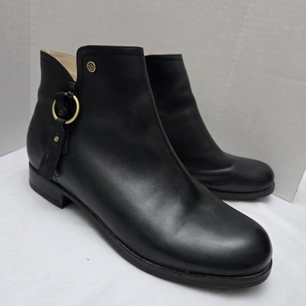 Spenco Orthotic Abbey Ankle Boots Size 9.5 D Black Leather Side Zip City Classic